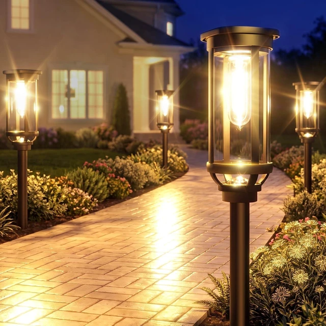 Main image of Ensenior Solar Pathway LED Lights Outdoor, 2700K Warm White, 8 Pack | All-night-lasting garden lights, 3 brightness adjustable, IP65 waterproof, landscape lighting for yard, walkway, patio
