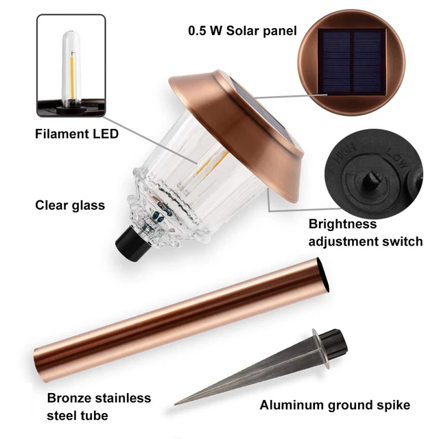 Alt view image 6 of 7 - XMCOSY+ Solar Lights Outdoor Waterproof, 4 Pack Solar Lights for Outside | 10-40 LM Dimmable Warm White Metal & Glass Waterproof Outdoor Solar Lights For Yard Garden Lawn Driveway Walkway Pathways
