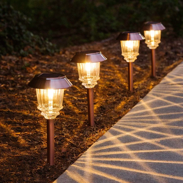 Alt view image 7 of 7 - XMCOSY+ Solar Lights Outdoor Waterproof, 4 Pack Solar Lights for Outside | 10-40 LM Dimmable Warm White Metal & Glass Waterproof Outdoor Solar Lights For Yard Garden Lawn Driveway Walkway Pathways