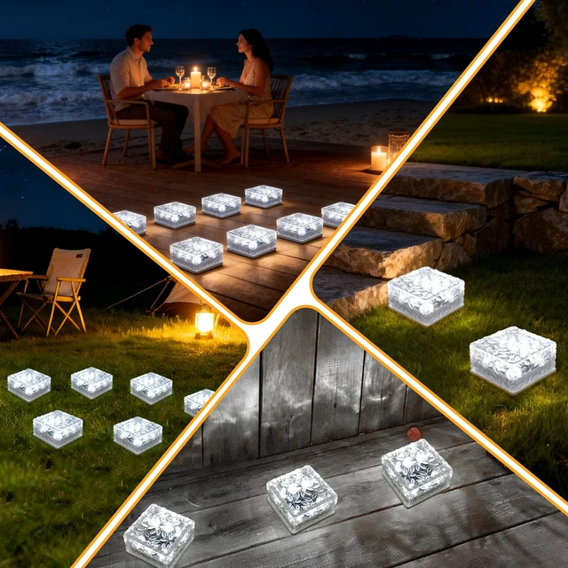 Alt view image 4 of 7 - Solar Brick Lights Outdoor Waterproof Small Solar Lights 6 Packs | Bricks for Landscaping Outdoor Decor for Fence Pathway Path Patio Balcony Outside Garden Bricks Decorations