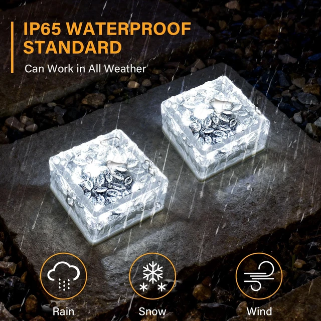 Alt view image 3 of 7 - Solar Brick Lights Outdoor Waterproof Small Solar Lights 6 Packs | Bricks for Landscaping Outdoor Decor for Fence Pathway Path Patio Balcony Outside Garden Bricks Decorations