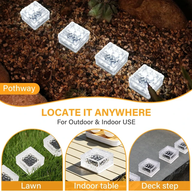 Alt view image 2 of 7 - Solar Brick Lights Outdoor Waterproof Small Solar Lights 6 Packs | Bricks for Landscaping Outdoor Decor for Fence Pathway Path Patio Balcony Outside Garden Bricks Decorations