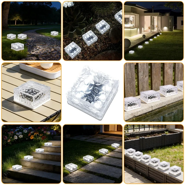 Alt view image 5 of 7 - Solar Brick Lights Outdoor Waterproof Small Solar Lights 6 Packs | Bricks for Landscaping Outdoor Decor for Fence Pathway Path Patio Balcony Outside Garden Bricks Decorations