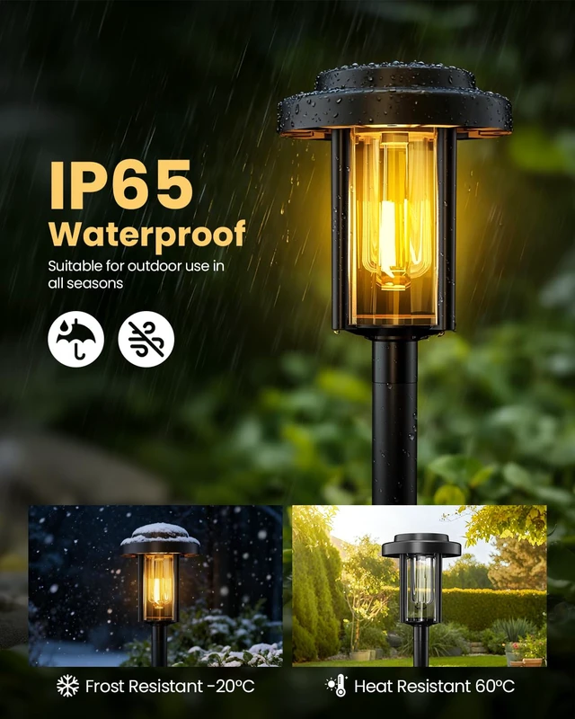 Alt view image 6 of 7 - HMDecor Solar Pathway Lights, 8 Pack Solar Light Outdoor IP65 Waterproof | Garden Lights Solar Powered, Outside Decor Landscape Lighting for Yard, Path, Driveway, Walkway (Warm White)