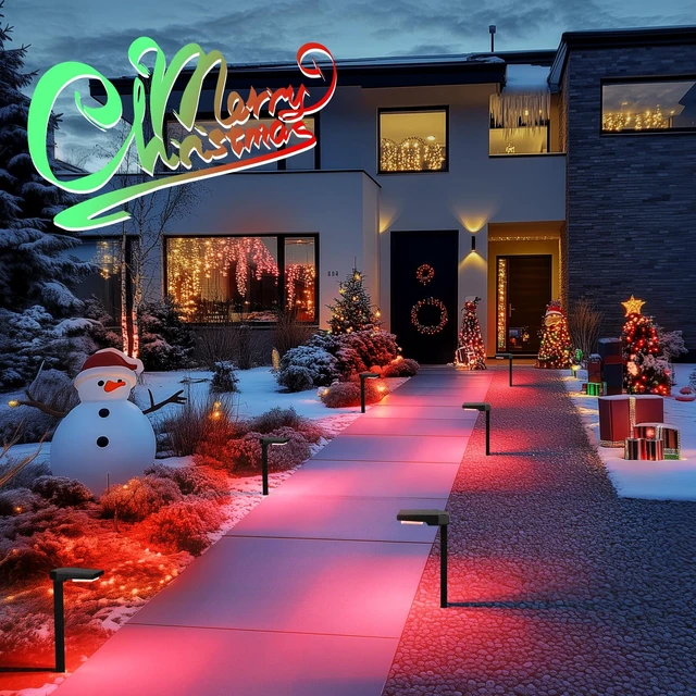 Alt view image 7 of 7 - AUDERWIN Solar Pathway Lights Outdoor, Smart Color Changing 9-in-1 Modes | 4 Pack Solar Lights Outdoor Waterproof, Bright Landscape Lighting for Walkway, Garden, Yard (Warm White/Cool White/RGBCW)