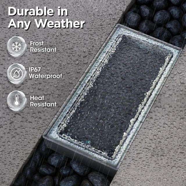 Alt view image 4 of 7 - Solar Paver Color Changing Lights, 8x4 Solar Pavers Light Outdoor, Recessed Brick Pathway Lights, IP67 Waterproof Landscape Lighting for Ground,Walkway, Garden, Pool, Patio, Driveway,2 Pack (RGBW)