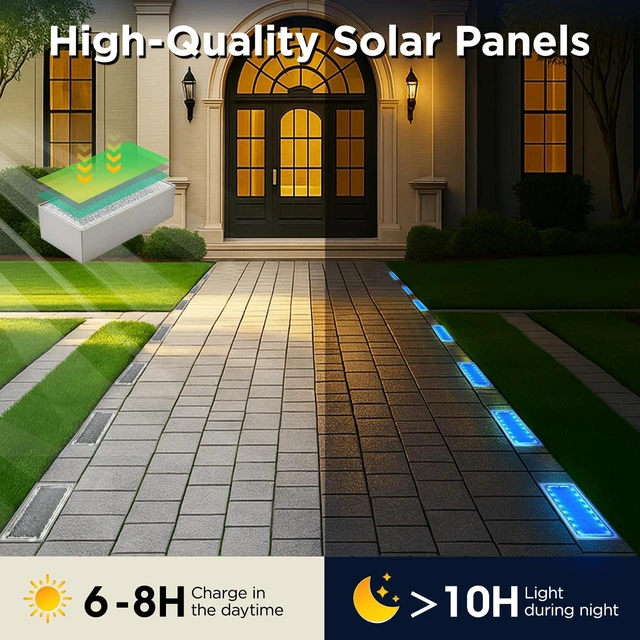 Alt view image 5 of 7 - Solar Paver Color Changing Lights, 8x4 Solar Pavers Light Outdoor, Recessed Brick Pathway Lights, IP67 Waterproof Landscape Lighting for Ground,Walkway, Garden, Pool, Patio, Driveway,2 Pack (RGBW)
