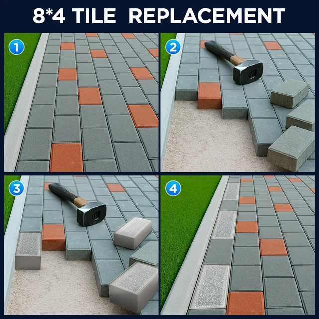Alt view image 7 of 7 - Solar Paver Color Changing Lights, 8x4 Solar Pavers Light Outdoor, Recessed Brick Pathway Lights, IP67 Waterproof Landscape Lighting for Ground,Walkway, Garden, Pool, Patio, Driveway,2 Pack (RGBW)