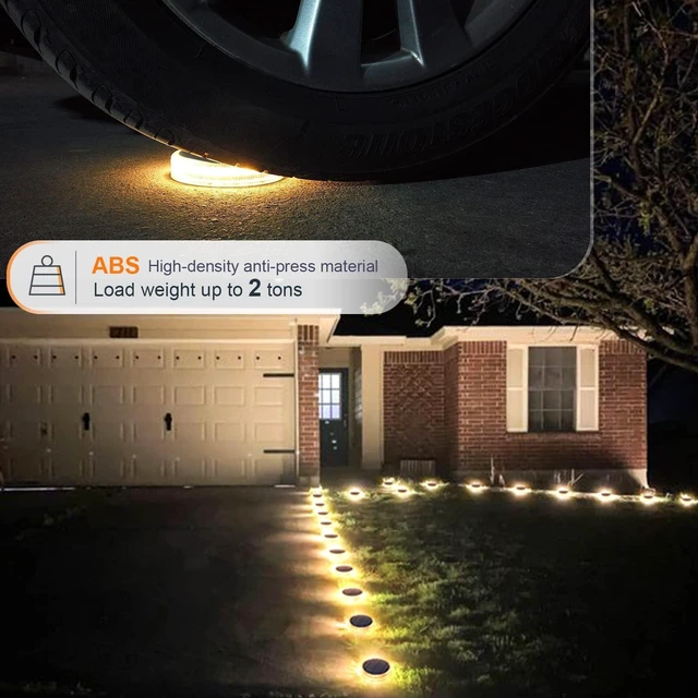 Alt view image 5 of 6 - YiLaie Stick on Solar Dock Deck Step Lights Outdoor Waterproof 4 Pack | Driveway Lights Solar Powered for Outside Concrete Disks Ground Walkway Pathway Sidewalk Auto ON/Off