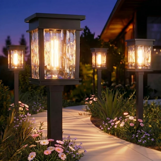 Main image of XMCOSY+ Solar Pathway Lights, 4 Pack 2-in-1 Landscape Lighting for Garden | Warm & Cool White Yard Light, 25/50 LM, Auto On/Off Decor Solar Powered Outdoor Lights for Lawn Walkway Driveway Lights