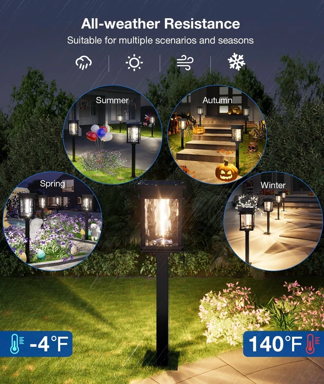 Alt view image 5 of 7 - XMCOSY+ Solar Pathway Lights, 4 Pack 2-in-1 Landscape Lighting for Garden | Warm & Cool White Yard Light, 25/50 LM, Auto On/Off Decor Solar Powered Outdoor Lights for Lawn Walkway Driveway Lights