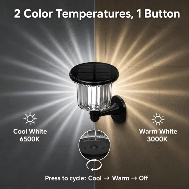 Alt view image 3 of 7 - HaliKin Solar Pathway Lights Outdoor 6 Pack, 3-in-1 Ground Wall Post Mount | Crystal-Cut PC Shade, Garden Yard Driveway Walkway Patio, 6500K/3000K Dual Color, IP65 Waterproof, Dusk To Dawn Auto On/Off
