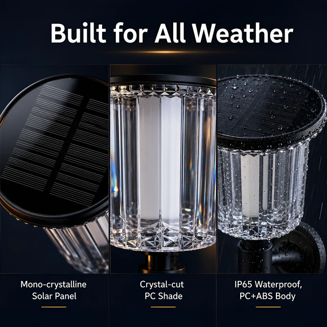 Alt view image 5 of 7 - HaliKin Solar Pathway Lights Outdoor 6 Pack, 3-in-1 Ground Wall Post Mount | Crystal-Cut PC Shade, Garden Yard Driveway Walkway Patio, 6500K/3000K Dual Color, IP65 Waterproof, Dusk To Dawn Auto On/Off