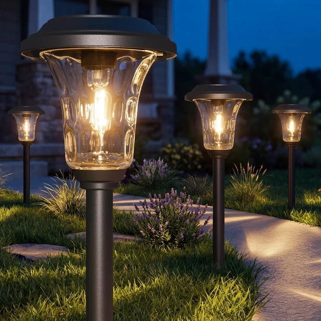 Main image of XMCOSY+ Solar Pathway Lights 4 Pack, Metal Glass Solar Garden Light Outdoor | Bright 20/40LM Landscape Lighting with Warm/Cool White, Solar Powered Waterproof Lights for Yard, Path, Walkway, Driveway