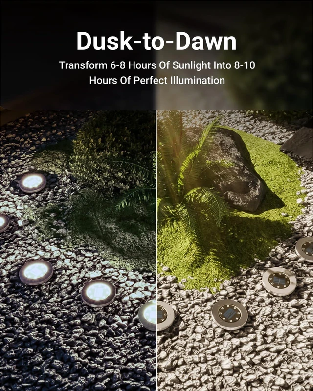 Alt view image 5 of 7 - Sunco 12 Pack Outdoor Solar Pathway Lights, Dusk to Dawn, 7000K | Waterproof LED Landscape Stake Lights for Gardens, Yards, Patios and Decks, with Cross-Spike Ground Mount