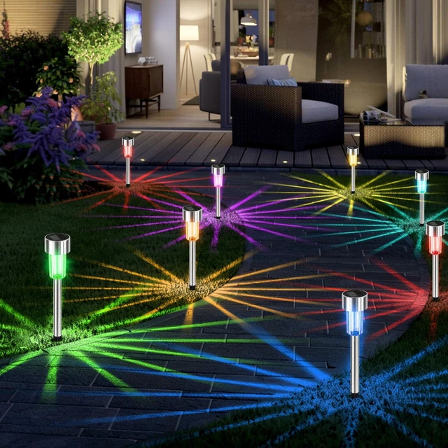 Alt view image 6 of 7 - BESKITROX 10 Pack Stainless Steel Solar Path Lights, Waterproof Auto On/Off LED Landscape Pathway Lights for Outdoor Yard Patio Lawn (Multicolor 10Pack)