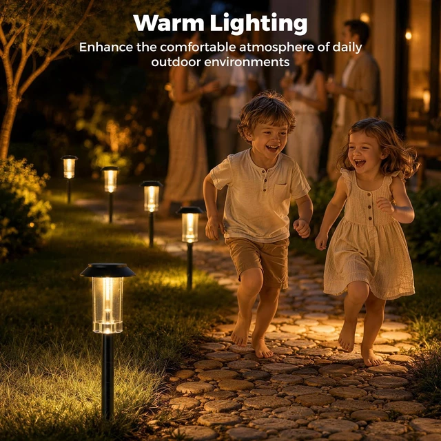 Alt view image 4 of 7 - Likesky Solar Lights Outdoor 12 Pack,Solar Pathway Lights Waterproof | Bright Solar Garden Lights,Plastic Shatterproof Casing,Landscape Lighting for lawn Patio Walkway Yard Driveway,Auto On/Off