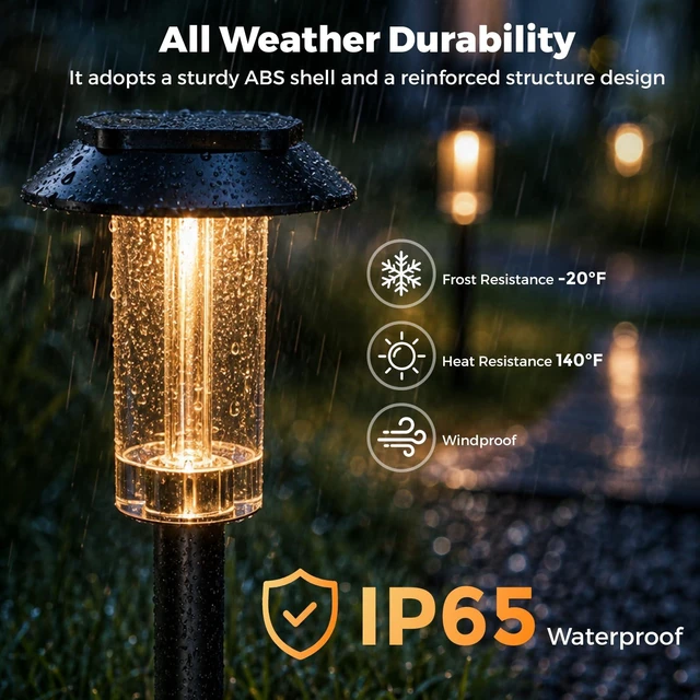 Alt view image 5 of 7 - Likesky Solar Lights Outdoor 12 Pack,Solar Pathway Lights Waterproof | Bright Solar Garden Lights,Plastic Shatterproof Casing,Landscape Lighting for lawn Patio Walkway Yard Driveway,Auto On/Off