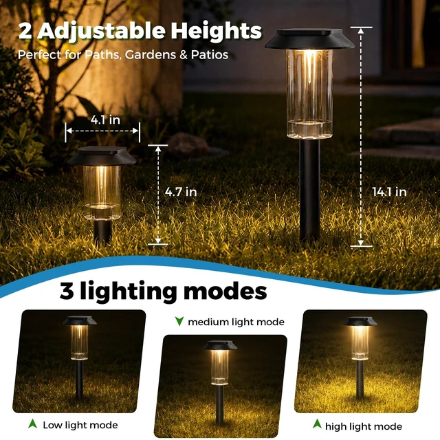 Alt view image 6 of 7 - Likesky Solar Lights Outdoor 12 Pack,Solar Pathway Lights Waterproof | Bright Solar Garden Lights,Plastic Shatterproof Casing,Landscape Lighting for lawn Patio Walkway Yard Driveway,Auto On/Off
