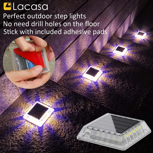 Alt view image 2 of 7 - Lacasa Outdoor Solar Light, 4 Pack 30LM IP68 Waterproof Solar Garden Light Auto On/Off Solar Lighting for Pathways Paths, Mixed Colours (Warm White + Blue Light)