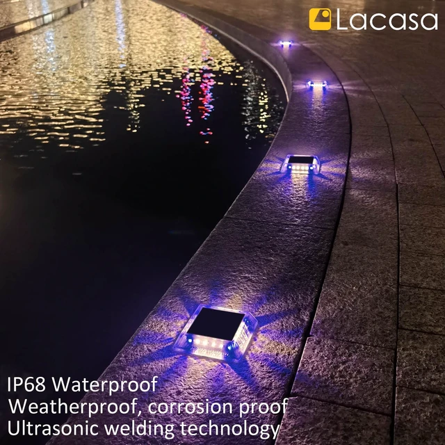 Alt view image 3 of 7 - Lacasa Outdoor Solar Light, 4 Pack 30LM IP68 Waterproof Solar Garden Light Auto On/Off Solar Lighting for Pathways Paths, Mixed Colours (Warm White + Blue Light)