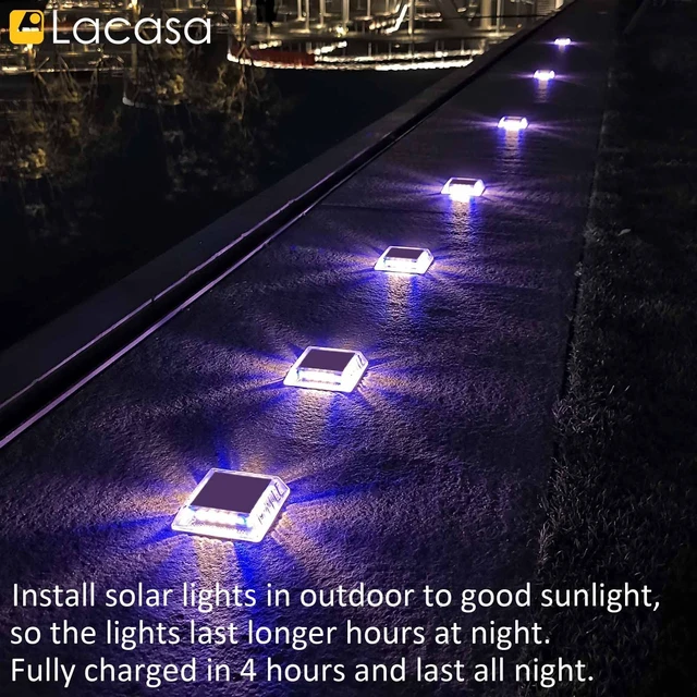 Alt view image 4 of 7 - Lacasa Outdoor Solar Light, 4 Pack 30LM IP68 Waterproof Solar Garden Light Auto On/Off Solar Lighting for Pathways Paths, Mixed Colours (Warm White + Blue Light)