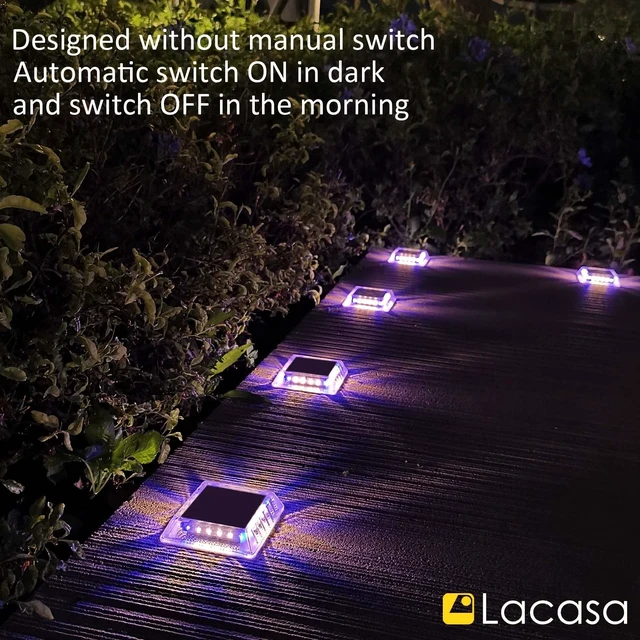 Alt view image 6 of 7 - Lacasa Outdoor Solar Light, 4 Pack 30LM IP68 Waterproof Solar Garden Light Auto On/Off Solar Lighting for Pathways Paths, Mixed Colours (Warm White + Blue Light)