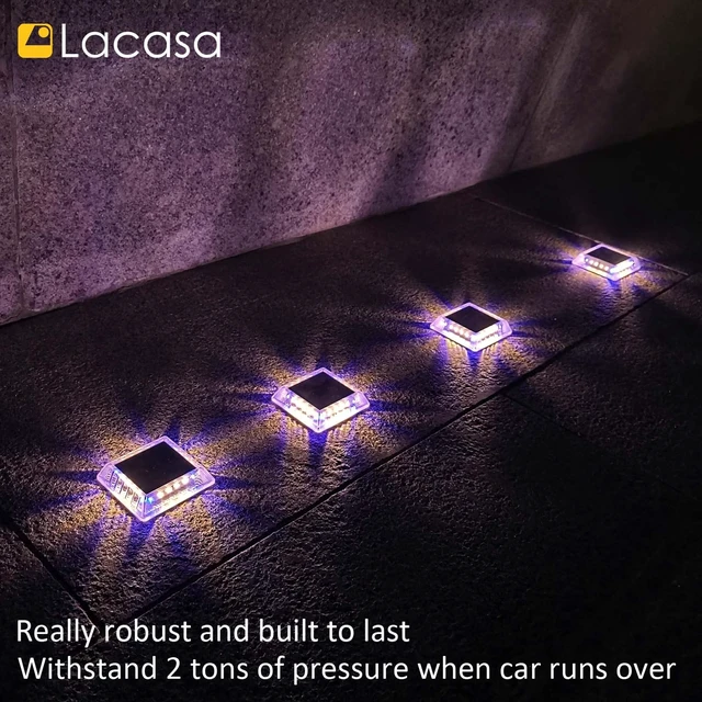 Alt view image 7 of 7 - Lacasa Outdoor Solar Light, 4 Pack 30LM IP68 Waterproof Solar Garden Light Auto On/Off Solar Lighting for Pathways Paths, Mixed Colours (Warm White + Blue Light)