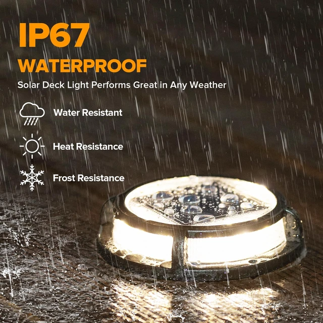 Alt view image 4 of 7 - LUTEC 4 Pack Solar Driveway Lights, 12 LEDs IP67 Waterproof Outdoor Solar Dock Driveway Marker Lights for Step, Sidewalk, Pathway, Patio, Garden(Warm White)