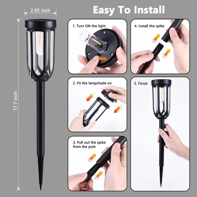 Alt view image 4 of 7 - Lomotech 8 Pack Solar Pathway Lights,Warm White | Solar Lights Outdoor Waterproof, Bright LED Solar Garden Lights for Patio Landscape Lawn Yard Walkway Driveway