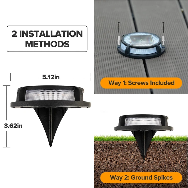 Alt view image 6 of 7 - LUTEC 4 Pack Solar Driveway Lights, 12 LEDs IP67 Waterproof Outdoor Solar Dock Driveway Marker Lights for Step, Sidewalk, Pathway, Patio, Garden(Warm White)