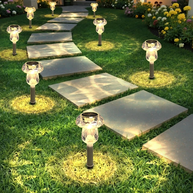 Alt view image 2 of 7 - Mancra Solar Pathway Lights Outdoor, Mushroom Solar Lights Outdoor Waterproof Dusk to Dawn Solar Garden Lights for Yard Walkway Garden Decor