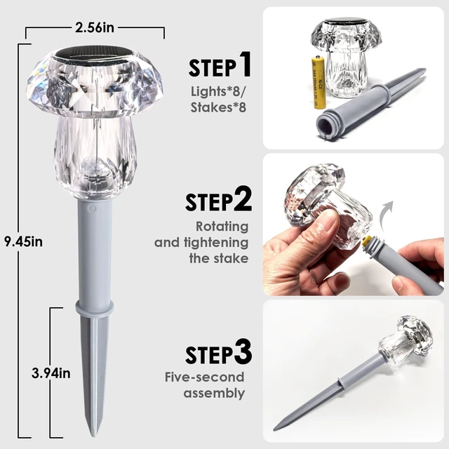 Alt view image 5 of 7 - Mancra Solar Pathway Lights Outdoor, Mushroom Solar Lights Outdoor Waterproof Dusk to Dawn Solar Garden Lights for Yard Walkway Garden Decor