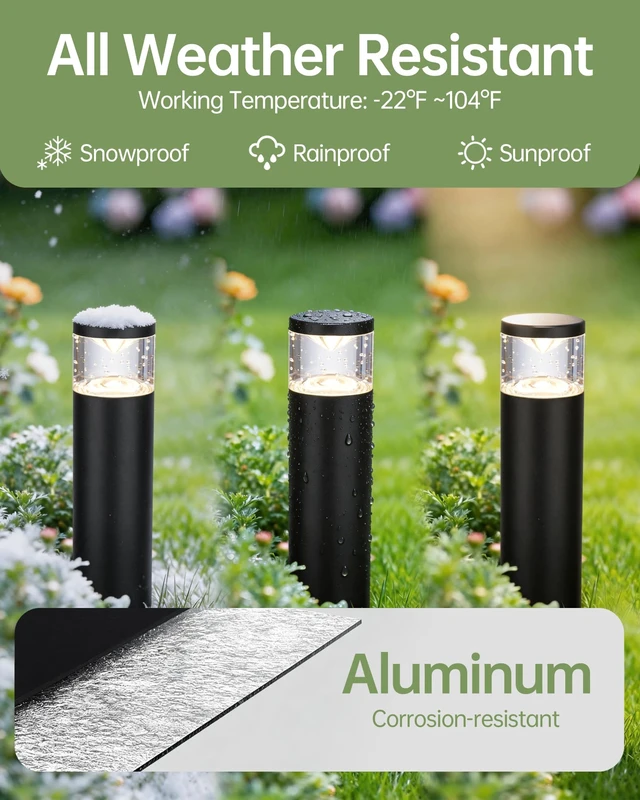 Alt view image 3 of 7 - 4Pack Low Voltage Bollard Landscape Lights, 12V Aluminum Path light | 5W 3000K Warm White Electric Outdoor Garden Light, 50000H Waterproof Bubble Lights, Wired LED Lawn Walkway Light, ETL Listed