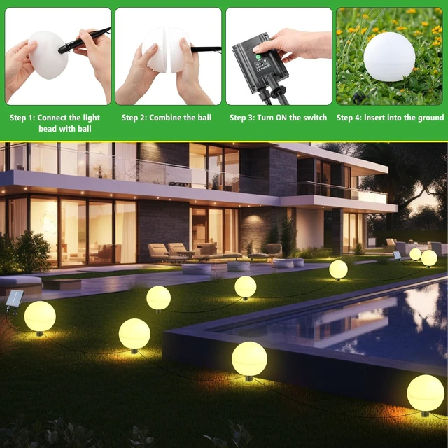 Alt view image 6 of 7 - Auidum Solar Lights Outdoor Waterproof Decorations, 5 Pack Solar Globe Lights for Outside Color Changing Solar Garden Landscape Lights for Yard Patio Pathway Walkway Wedding Party Decor