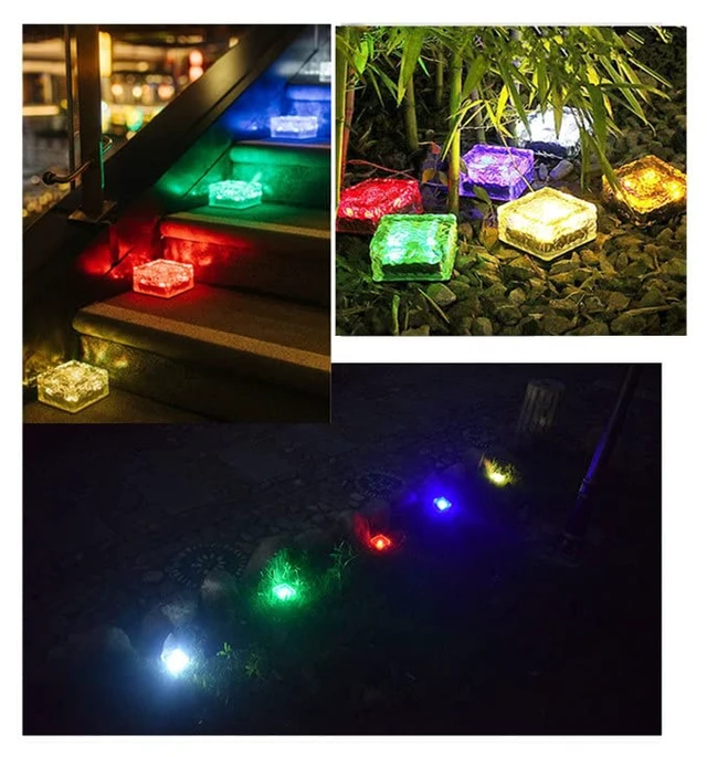 Alt view image 3 of 4 - NEWOTE Outdoor Ice Cube Bricks Rocks Lights Solar Powered LED In Ground Pathways Patio Yard Garden Glow Lights Decor