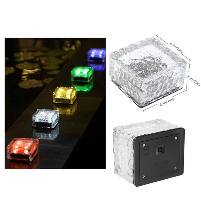 Alt view image 4 of 4 - NEWOTE Outdoor Ice Cube Bricks Rocks Lights Solar Powered LED In Ground Pathways Patio Yard Garden Glow Lights Decor