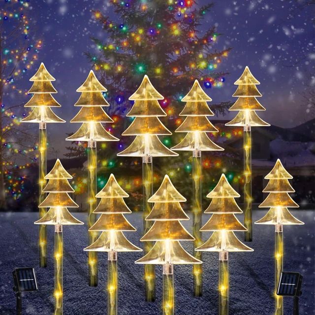 Main image of ILLUMINEW Christmas Outdoor Decorations, Solar Tree Pathway Lights, 10 Pack | Solar Pathway Lights, 8 Modes, Waterproof Stakes, Easy Ground Setup, for Yard, Lawn, Patio, Walkway and Garden