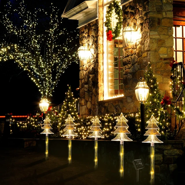 Alt view image 2 of 3 - ILLUMINEW Christmas Outdoor Decorations, Solar Tree Pathway Lights, 10 Pack | Solar Pathway Lights, 8 Modes, Waterproof Stakes, Easy Ground Setup, for Yard, Lawn, Patio, Walkway and Garden