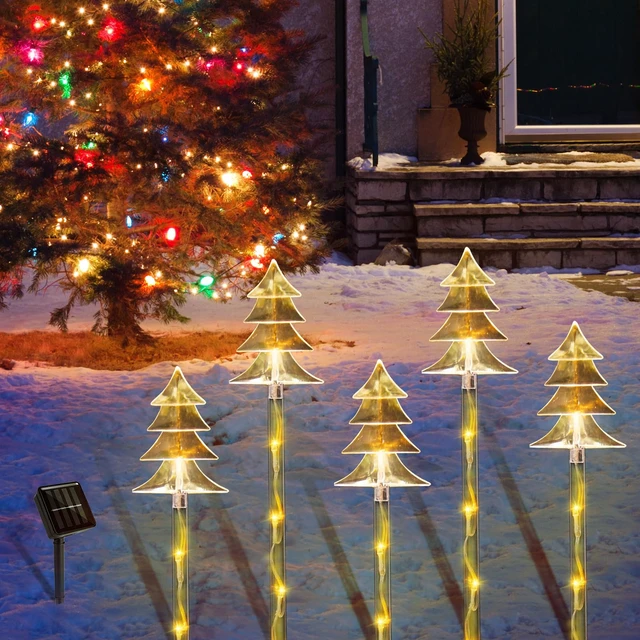 Alt view image 3 of 3 - ILLUMINEW Christmas Outdoor Decorations, Solar Tree Pathway Lights, 10 Pack | Solar Pathway Lights, 8 Modes, Waterproof Stakes, Easy Ground Setup, for Yard, Lawn, Patio, Walkway and Garden
