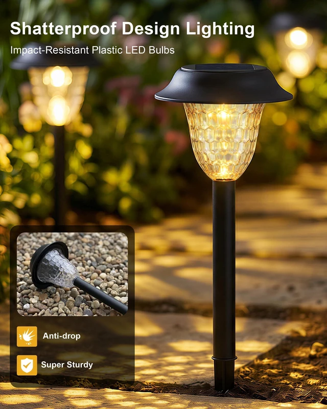 Alt view image 2 of 7 - DELITOR 8 Pack Solar Pathway Lights Outdoor,LED Warm White | IP65 Waterproof, Auto On/Off, Long-Lasting Solar Lights Outdoor for Yard, Path, Walkway, Garden, Outside Landscape Lighting