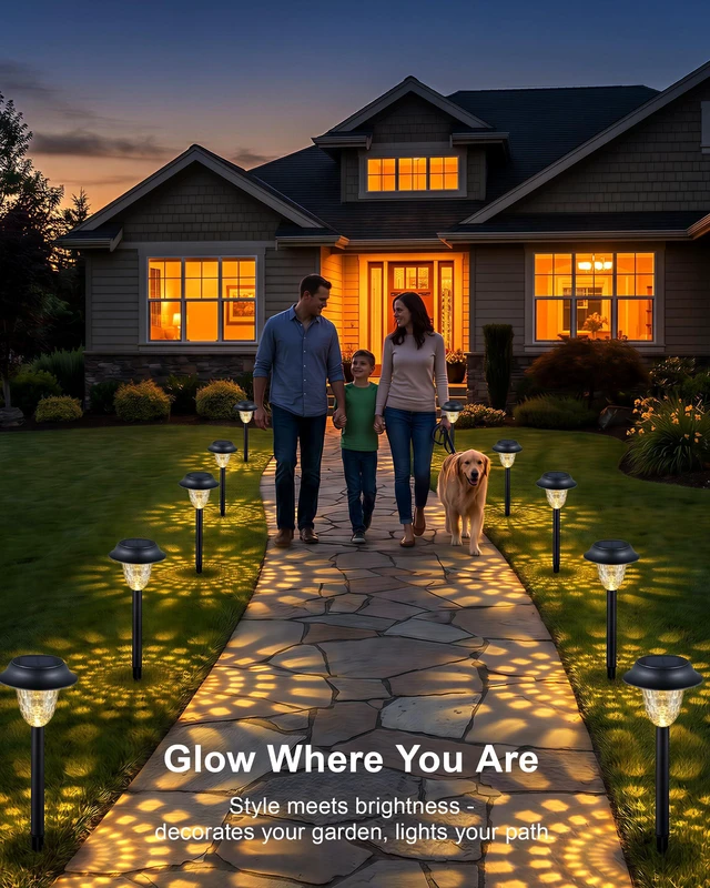 Alt view image 4 of 7 - DELITOR 8 Pack Solar Pathway Lights Outdoor,LED Warm White | IP65 Waterproof, Auto On/Off, Long-Lasting Solar Lights Outdoor for Yard, Path, Walkway, Garden, Outside Landscape Lighting