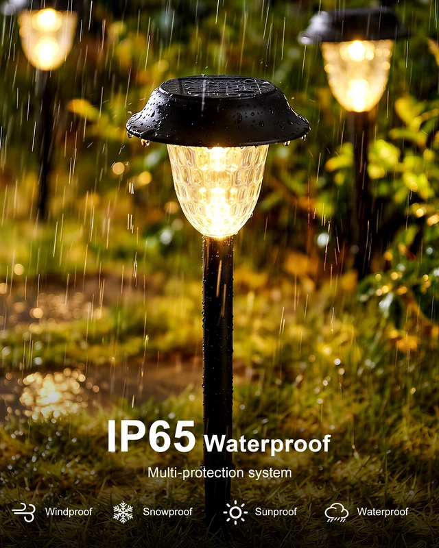 Alt view image 5 of 7 - DELITOR 8 Pack Solar Pathway Lights Outdoor,LED Warm White | IP65 Waterproof, Auto On/Off, Long-Lasting Solar Lights Outdoor for Yard, Path, Walkway, Garden, Outside Landscape Lighting