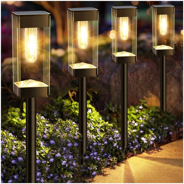 Main image of Gorrzai Solar Pathway Lights Outdoor Waterproof Landscape Lighting 4 Pack | Solar Lights Outdoor for Yard Driveway Garden Walkway Lawn Path Decor, Auto On/Off, LED Bright Tungsten Filament Bulb