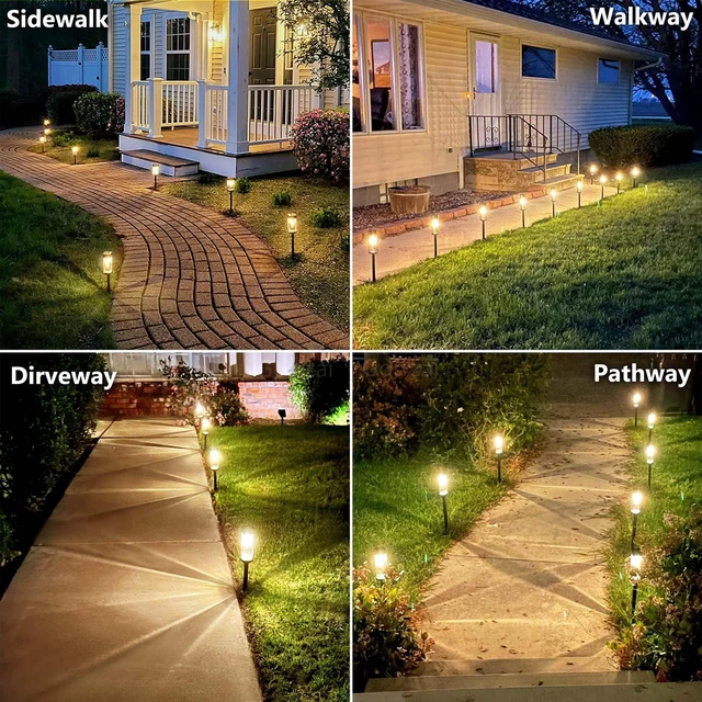 Alt view image 4 of 7 - Gorrzai Solar Pathway Lights Outdoor Waterproof Landscape Lighting 4 Pack | Solar Lights Outdoor for Yard Driveway Garden Walkway Lawn Path Decor, Auto On/Off, LED Bright Tungsten Filament Bulb