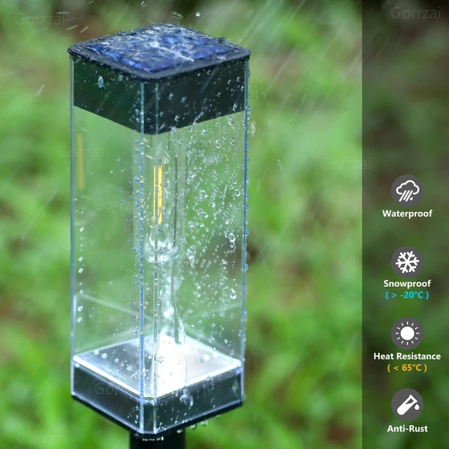 Alt view image 6 of 7 - Gorrzai Solar Pathway Lights Outdoor Waterproof Landscape Lighting 4 Pack | Solar Lights Outdoor for Yard Driveway Garden Walkway Lawn Path Decor, Auto On/Off, LED Bright Tungsten Filament Bulb