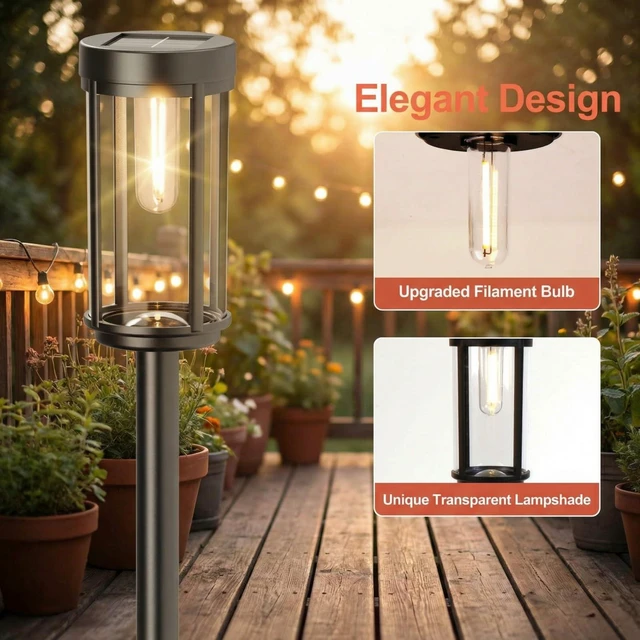 Alt view image 2 of 7 - Sparkblaze Solar Pathway Lights Outdoor, 12 Pack, Warm White | Modern Classic, Auto On/Off, For Yard, Lawn, Patio, Walkway, Waterproof, Solar Stake Lights