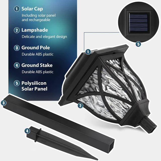 Alt view image 5 of 7 - Solpex Solar Pathway Lights Outdoor, LED Solar Garden Lights, Waterproof Solar Landscape Lights for Lawn, Patio, Yard, Garden, Walkway. (6 Pack)