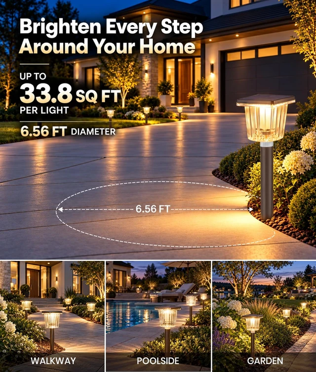 Alt view image 3 of 7 - ALFIOT Solar Lights Outdoor, 8 Pack, Switchable Warm & Cool White, IP65 | For garden paths, solar garden lights offer warm/cool white switching on each light and 1228 h runtime after a full charge