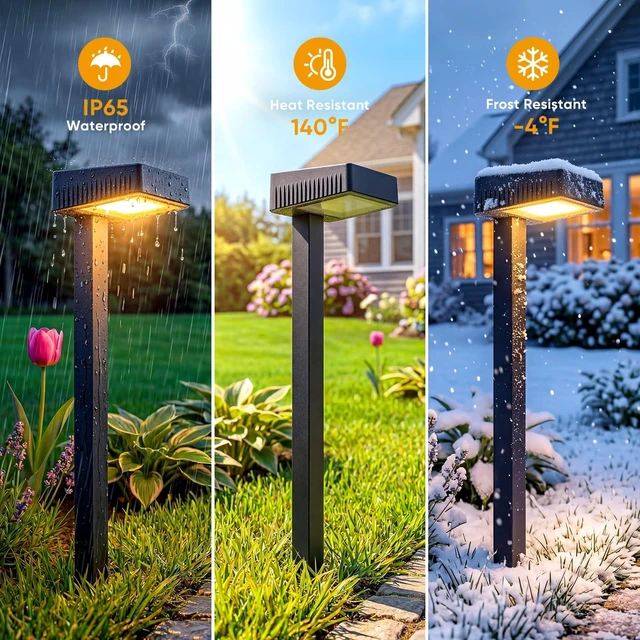Alt view image 6 of 7 - NFEVER Solar Pathway Lights Outdoor: 8 Pack 80LM Bright Walkway Lighting | 27.4-in Max Height with 3 Adjustable Levels - IP65 Waterproof 12H Lasting - 2700K Warm White 2 Modes Garden Driveway Clearly